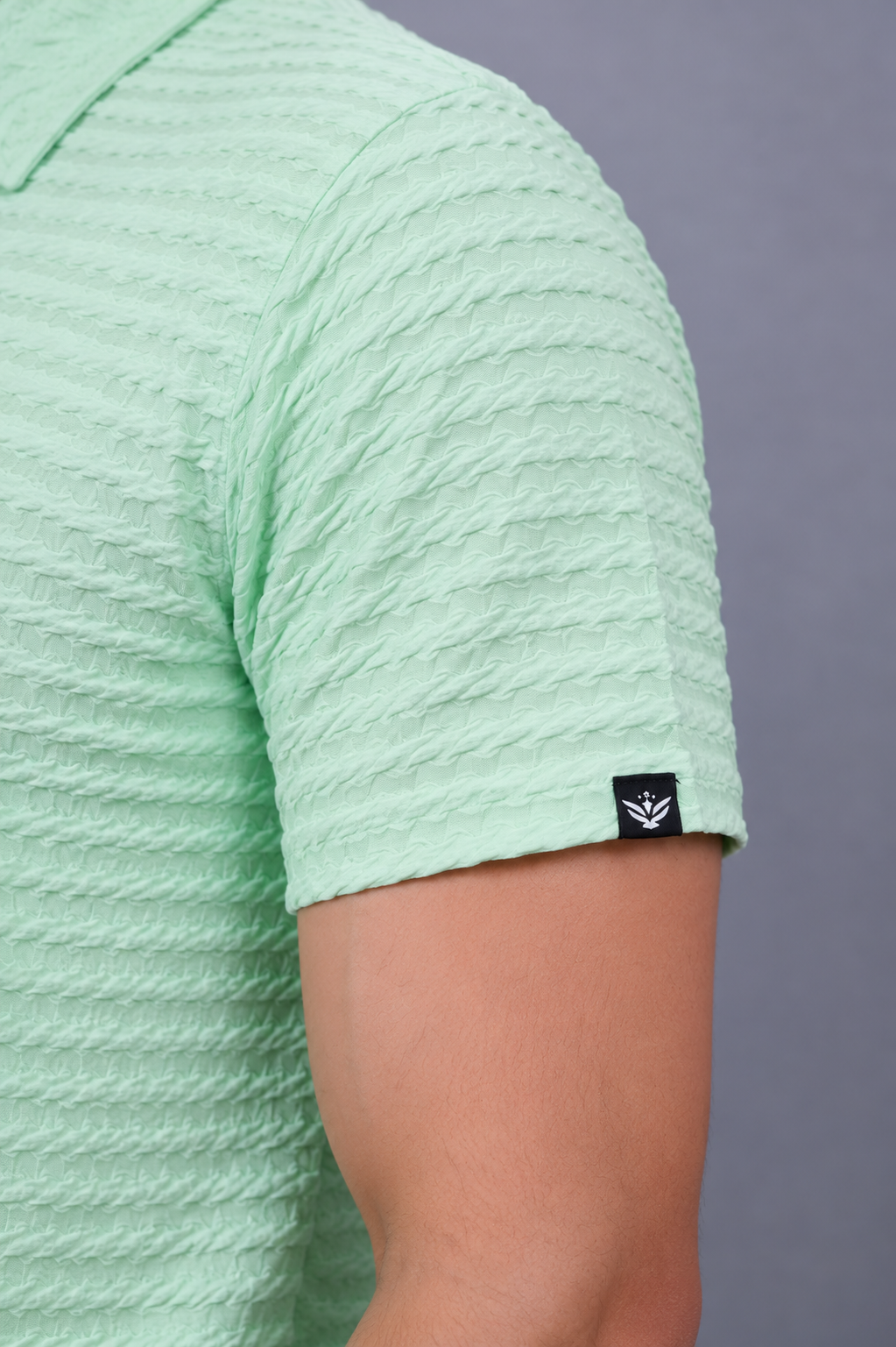Twist Textured Polo T-Shirt with Button Closure - Green