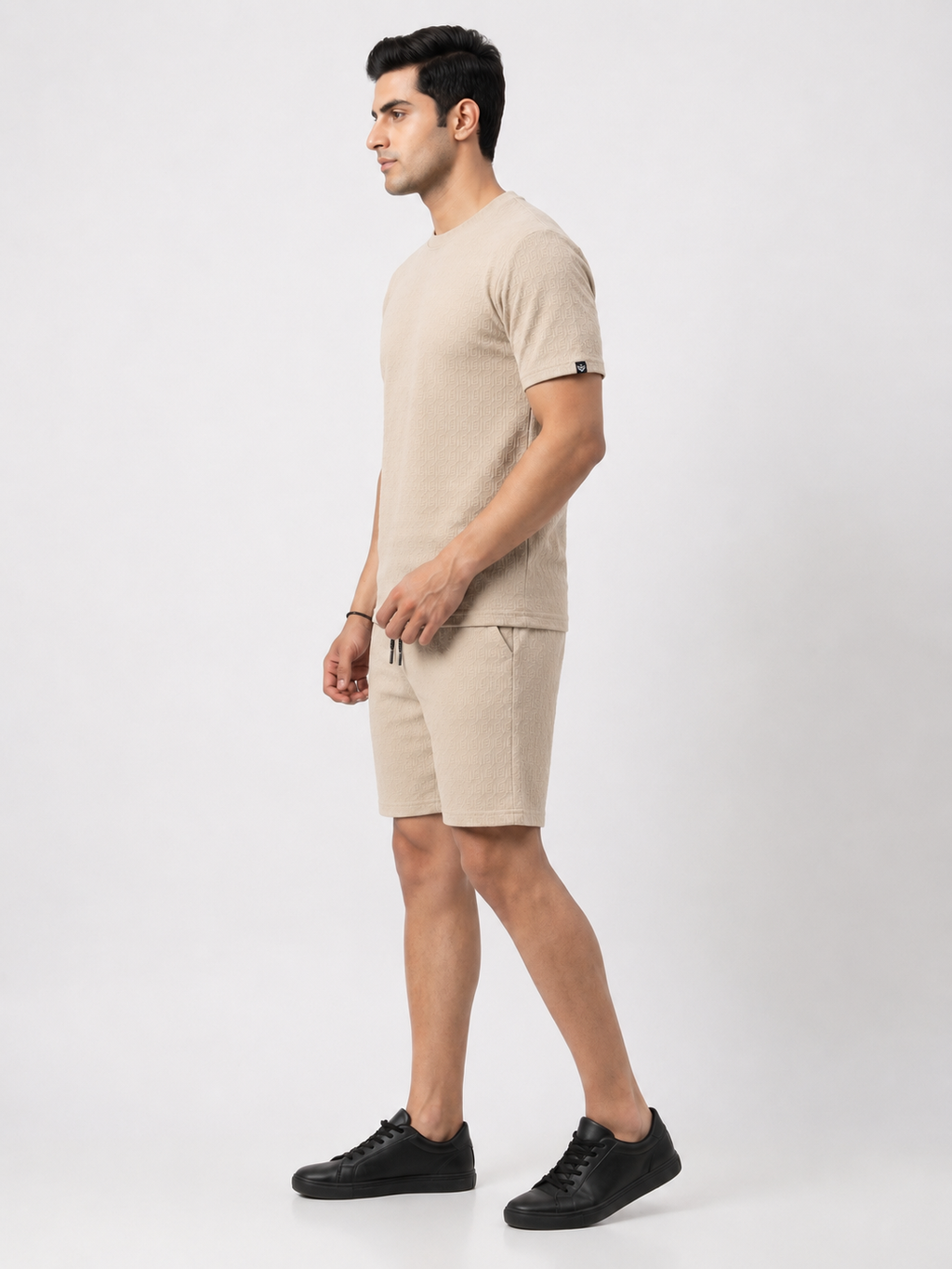 Men's Textured Co-ord Set - Camel