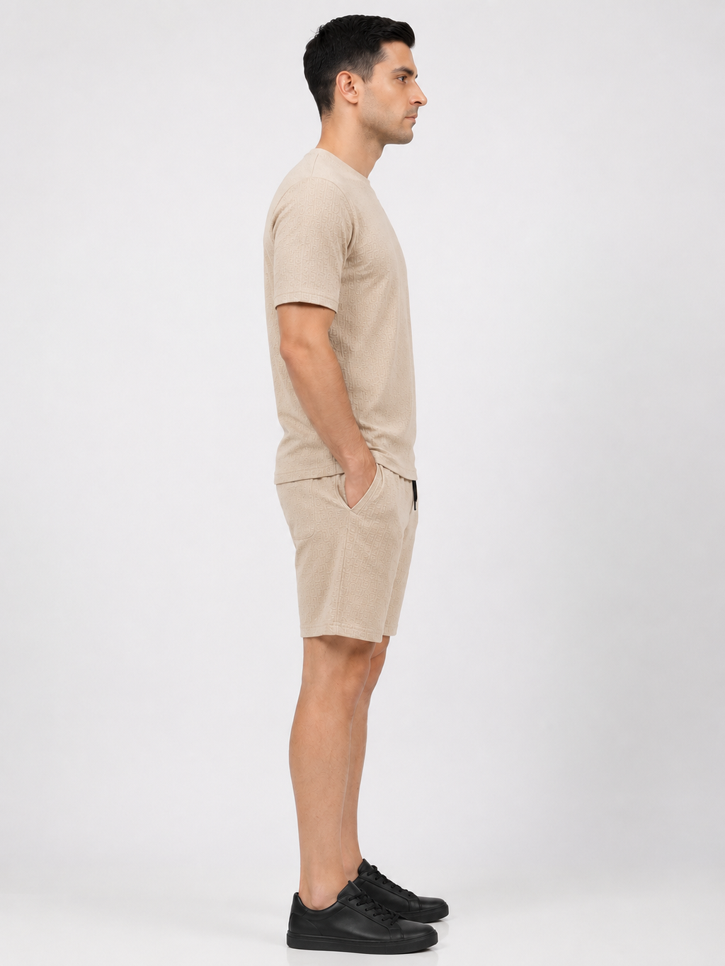 Men's Textured Co-ord Set - Camel
