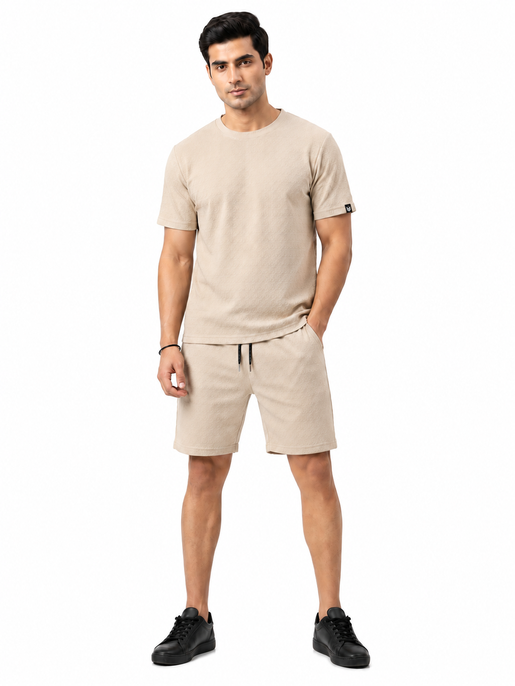 Men's Textured Co-ord Set - Camel