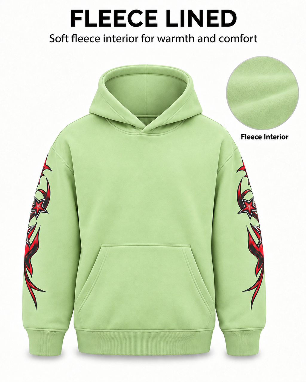 Women's Oversized Hoodie with Graphic Print | 400+GSM | Light Green