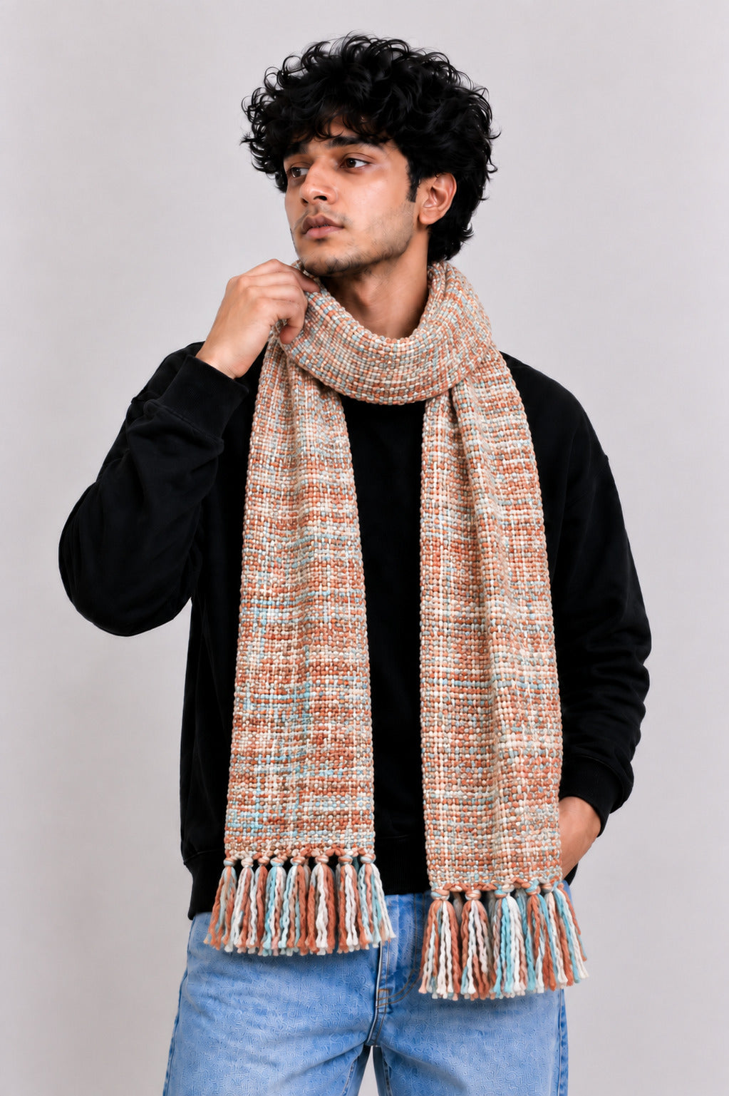 Unisex Brown Woolen Muffler | Soft Winter Scarf