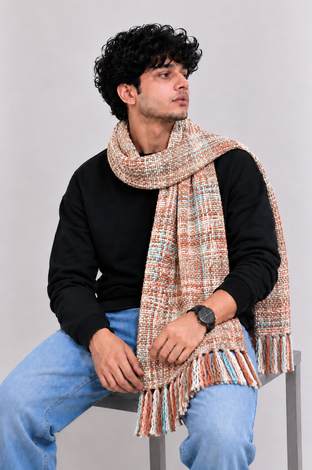 Unisex Brown Woolen Muffler | Soft Winter Scarf