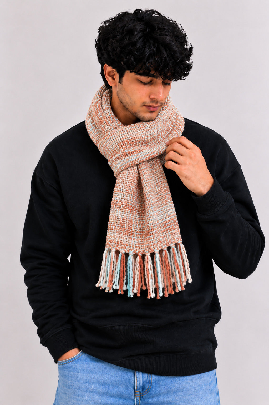Unisex Brown Woolen Muffler | Soft Winter Scarf