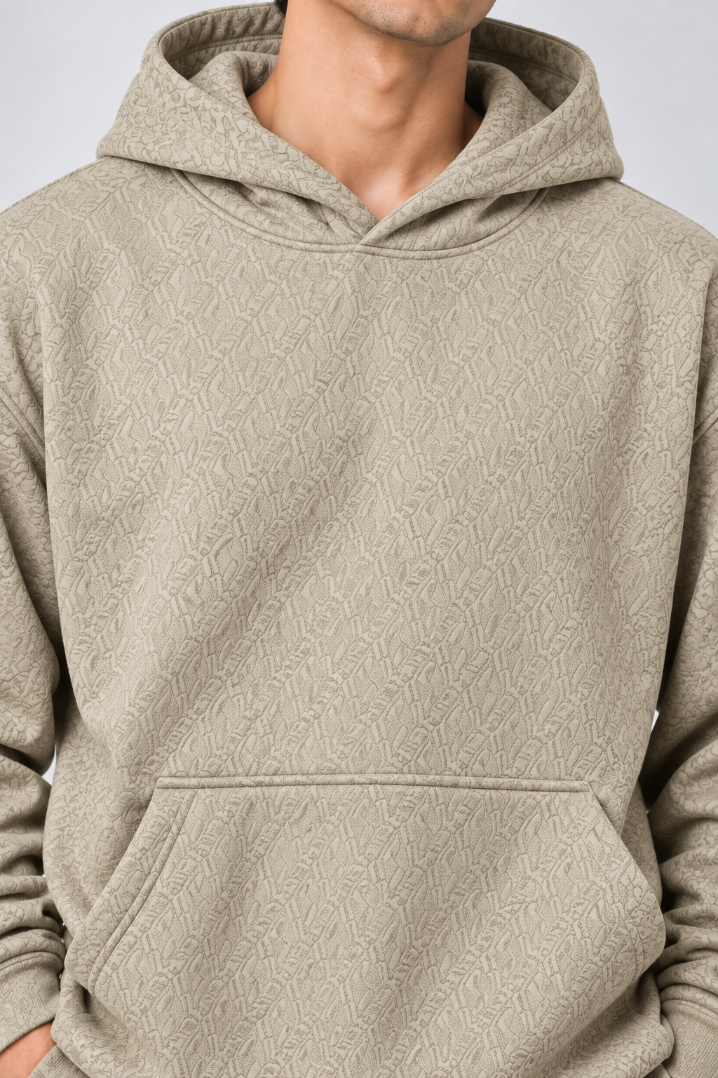 AMOLDO Men's Textured Pullover Hoodie with Kangaroo Pocket | Camel