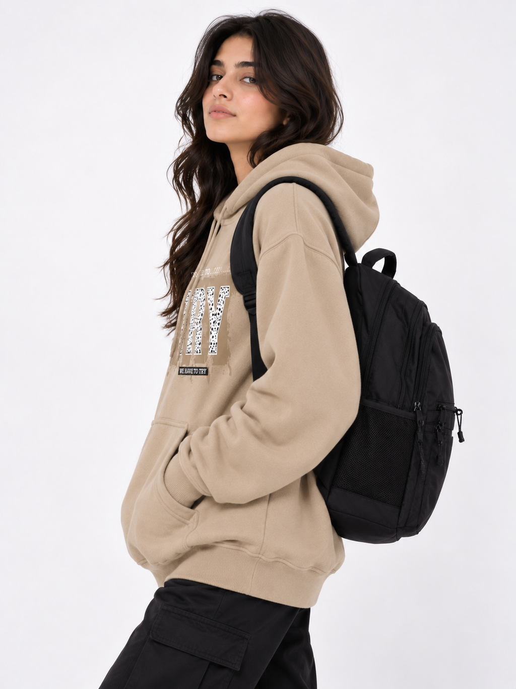 Amoldo Women's Oversized Cotton Fleece Printed Hooded Sweatshirt
