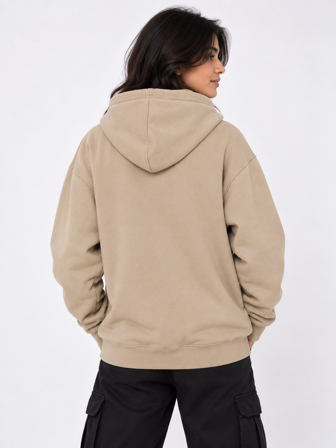 Amoldo Women's Oversized Cotton Fleece Printed Hooded Sweatshirt