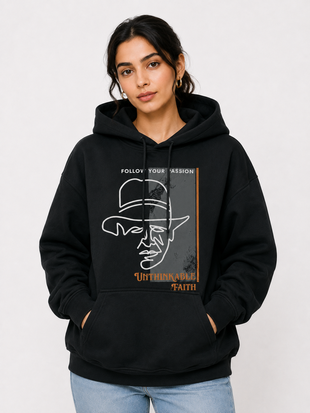Amoldo Women's Oversized Cotton Fleece Printed Hooded Sweatshirt