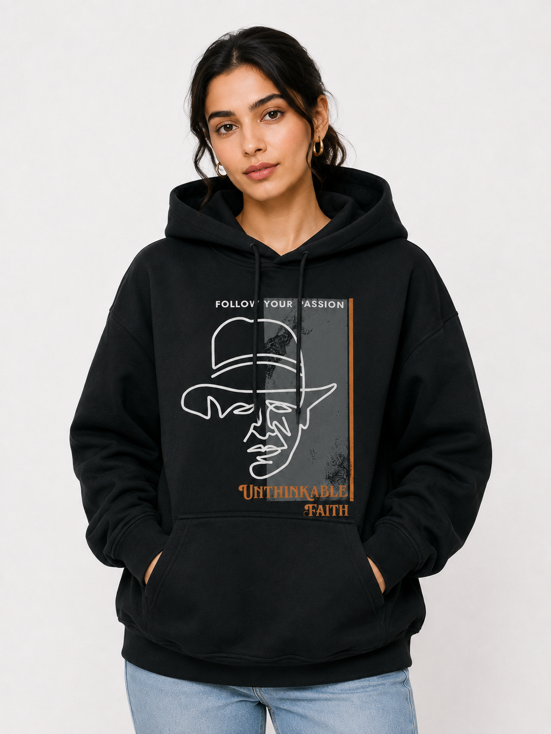 Amoldo Women's Oversized Cotton Fleece Printed Hooded Sweatshirt