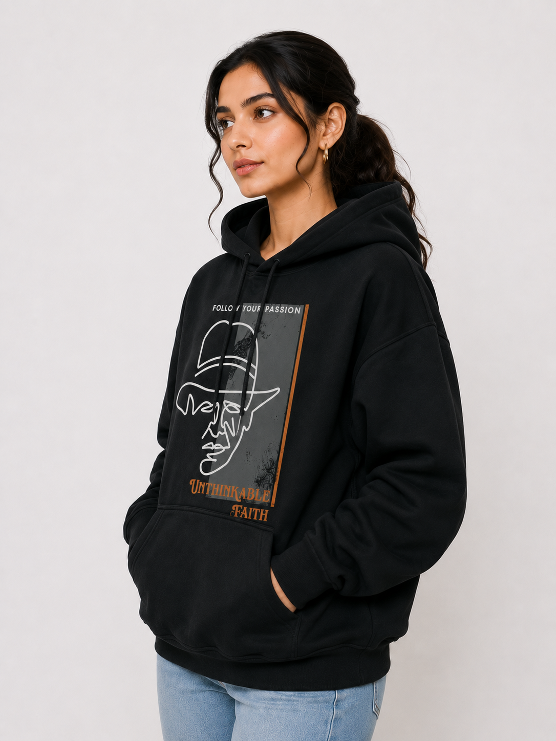 Amoldo Women's Oversized Cotton Fleece Printed Hooded Sweatshirt
