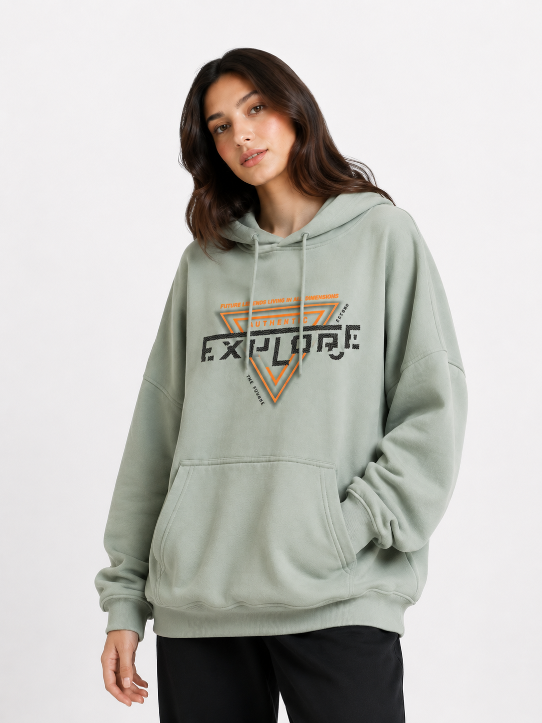 Amoldo Women's Oversized Cotton Fleece Printed Hooded Sweatshirt