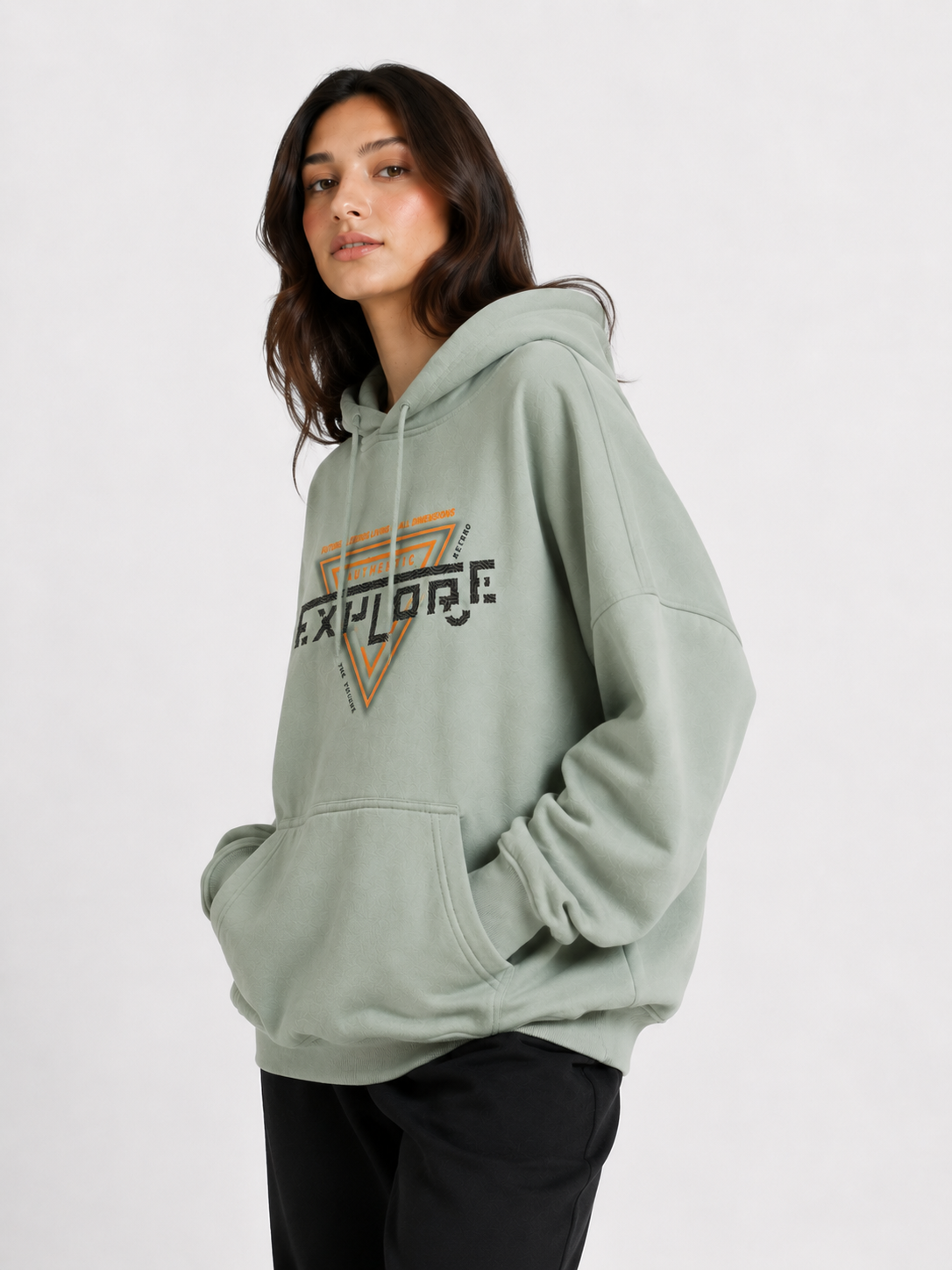 Amoldo Women's Oversized Cotton Fleece Printed Hooded Sweatshirt