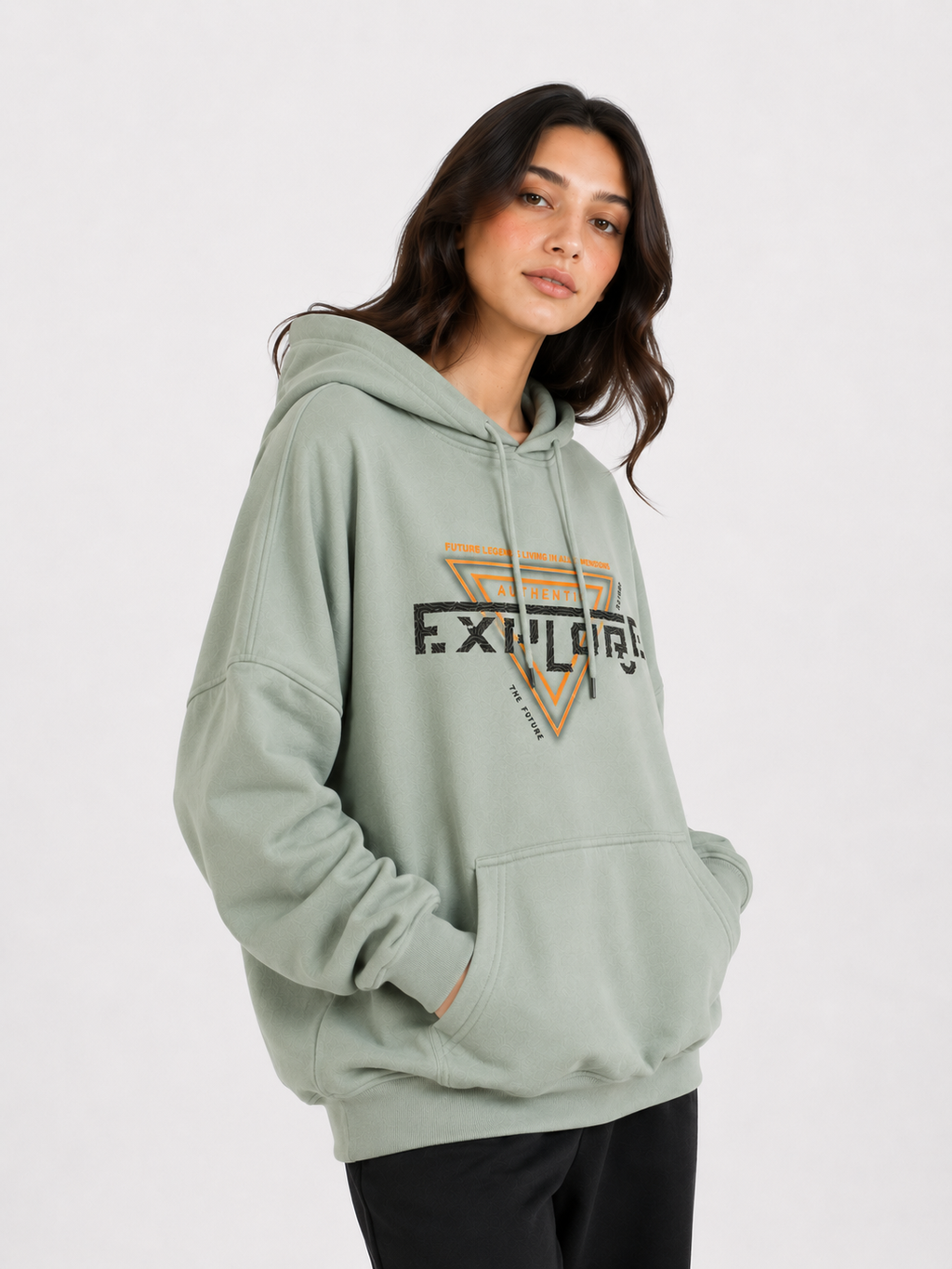 Amoldo Women's Oversized Cotton Fleece Printed Hooded Sweatshirt