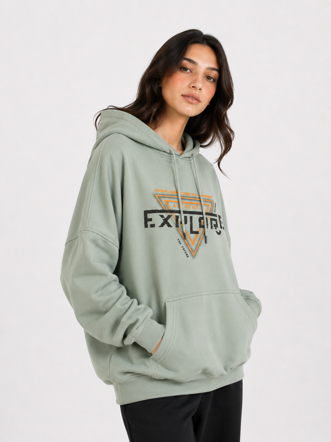 Amoldo Women's Oversized Cotton Fleece Printed Hooded Sweatshirt