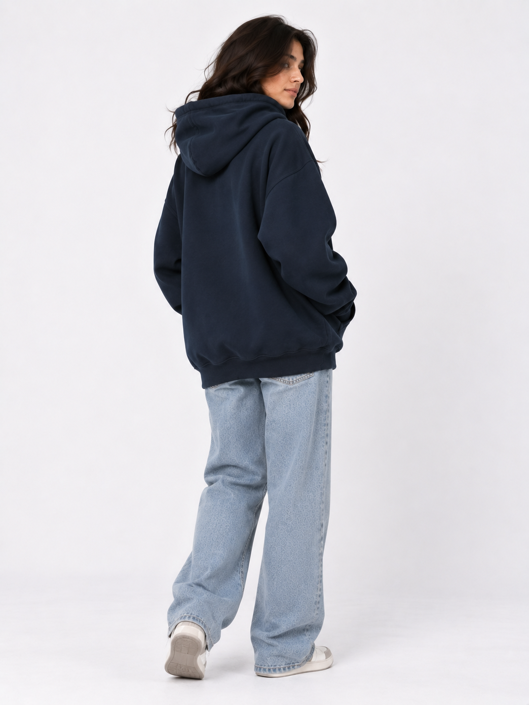 Amoldo Women's Oversized Cotton Fleece Printed Hooded Sweatshirt