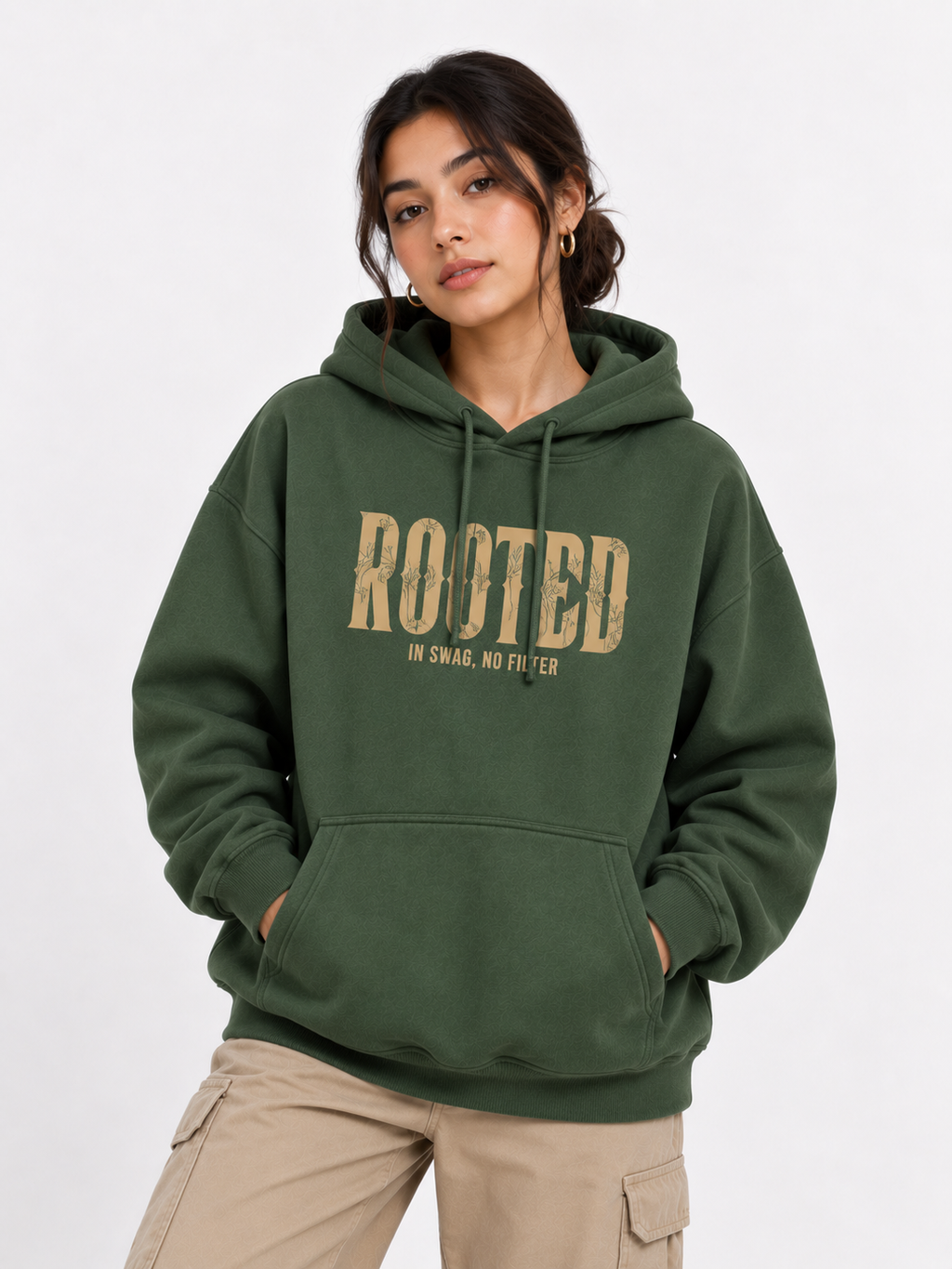 Amoldo Women's Oversized Cotton Fleece Printed Hooded Sweatshirt