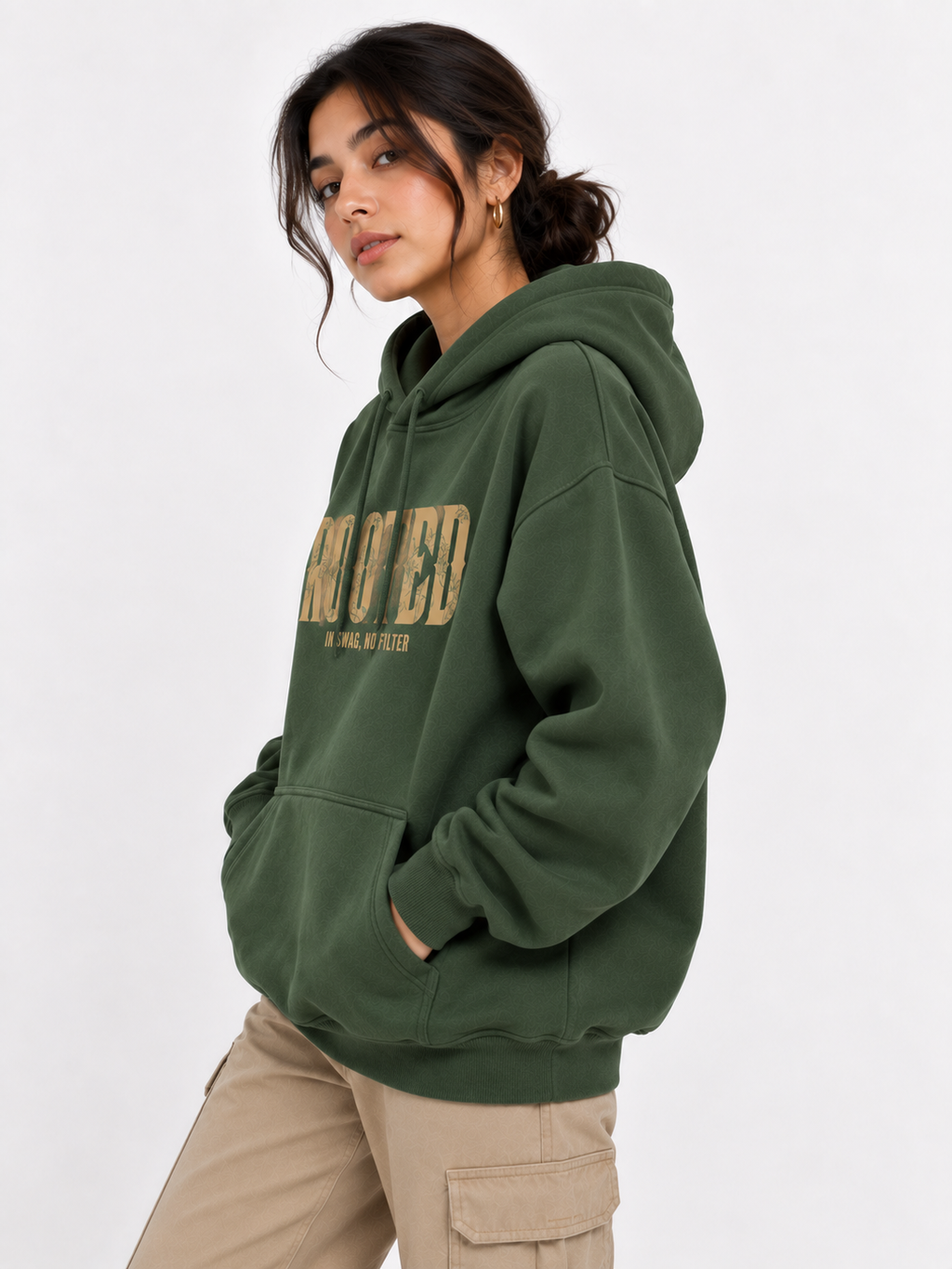 Amoldo Women's Oversized Cotton Fleece Printed Hooded Sweatshirt