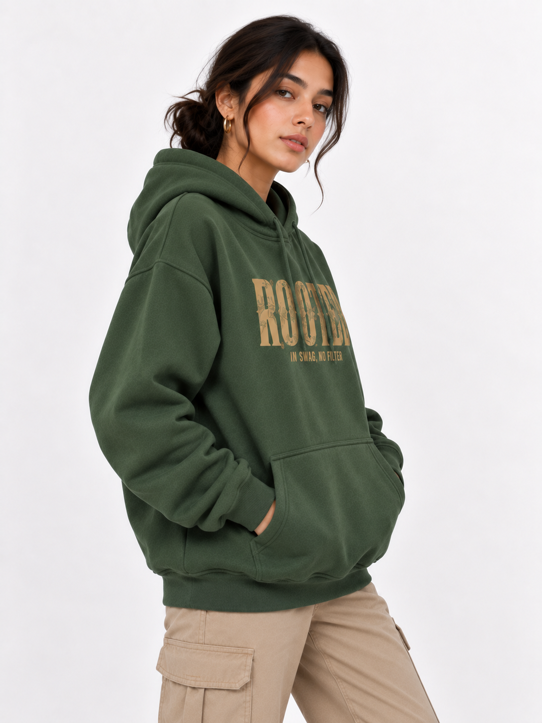 Amoldo Women's Oversized Cotton Fleece Printed Hooded Sweatshirt