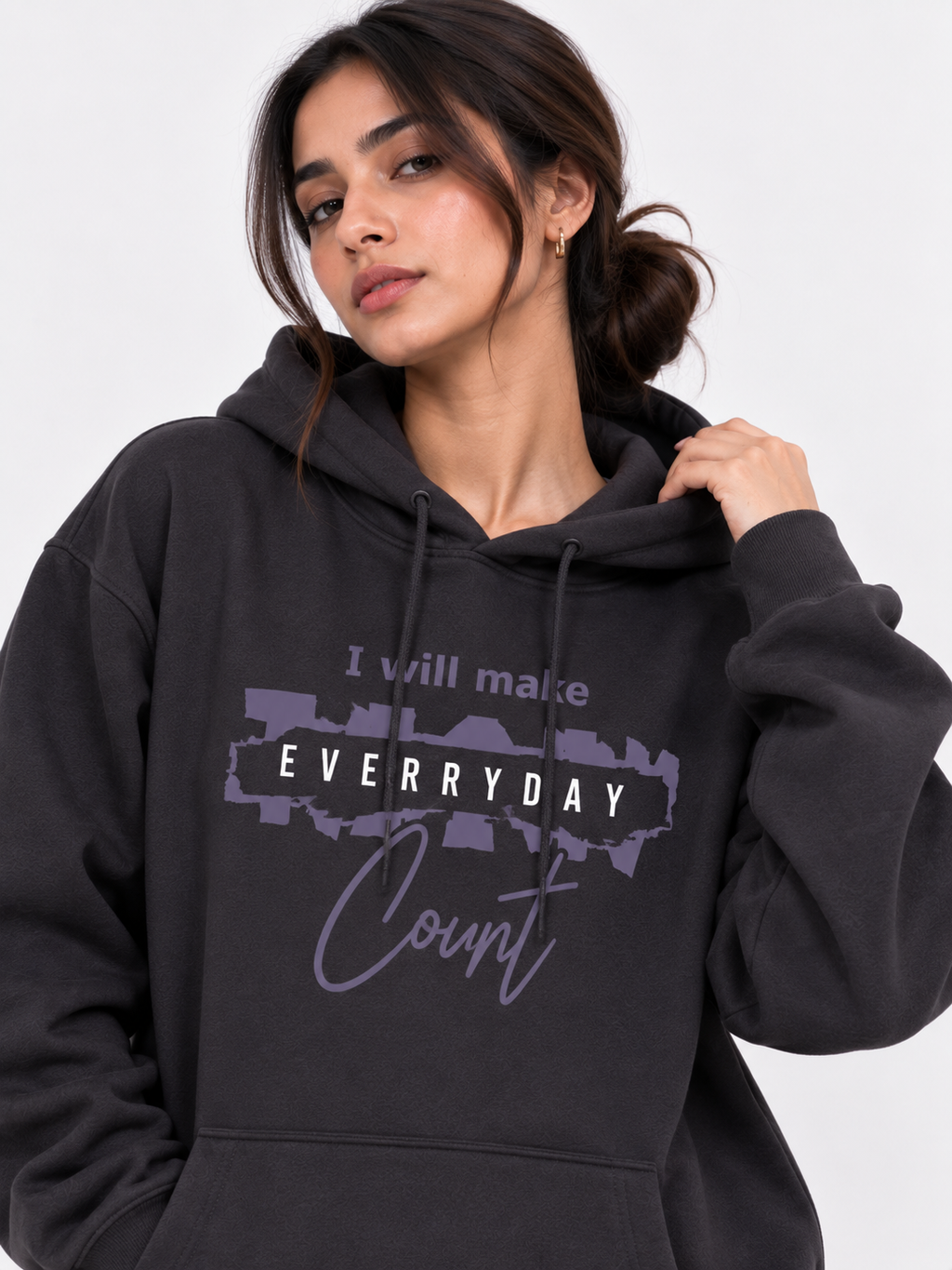Amoldo Women's Oversized Cotton Fleece Printed Hooded Sweatshirt