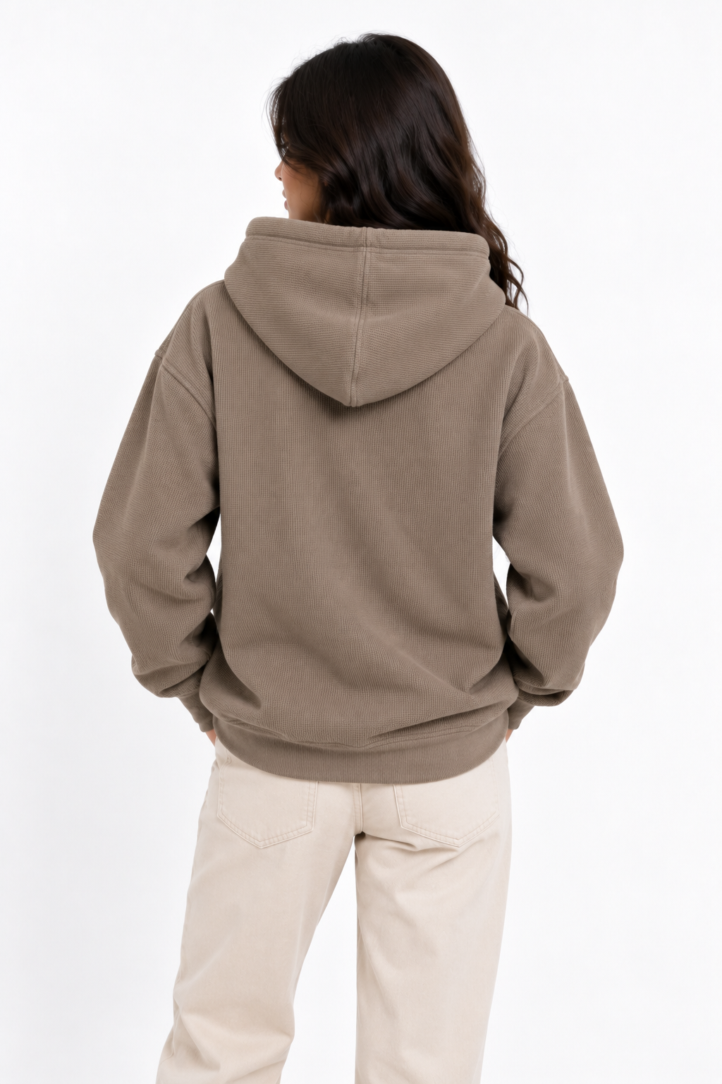 AMOLDO Women's Textured Hoodie | Kangaroo Pocket Full Sleeve Hooded Sweatshirt