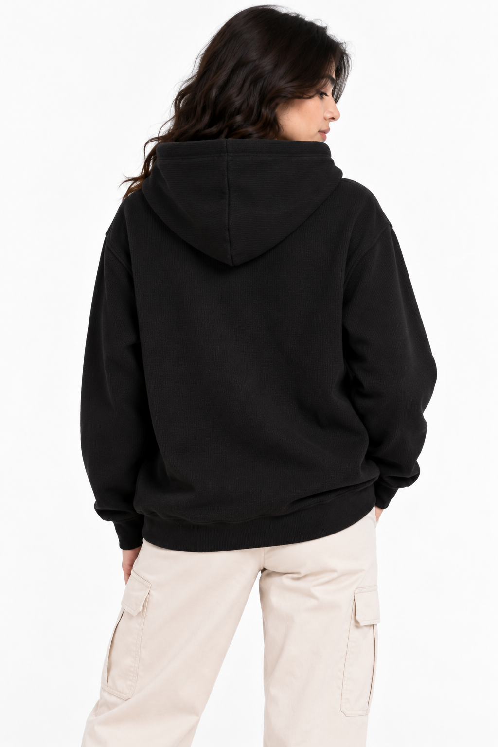 AMOLDO Women's Textured Hoodie | Kangaroo Pocket Full Sleeve Hooded Sweatshirt