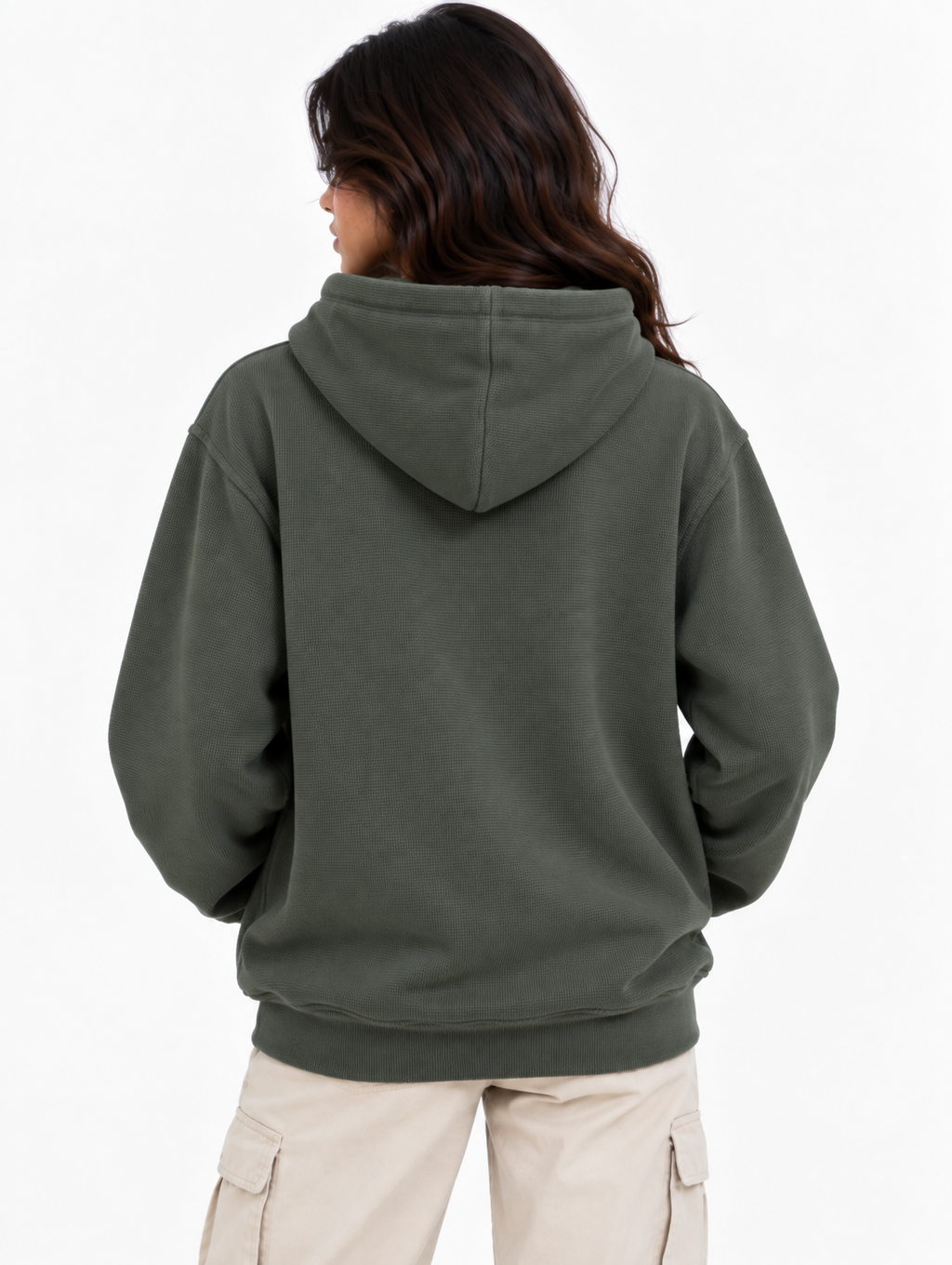AMOLDO Women's Textured Hoodie | Kangaroo Pocket Full Sleeve Hooded Sweatshirt