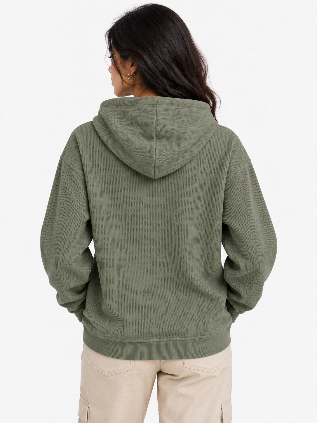 AMOLDO Women's Textured Hoodie | Kangaroo Pocket Full Sleeve Hooded Sweatshirt