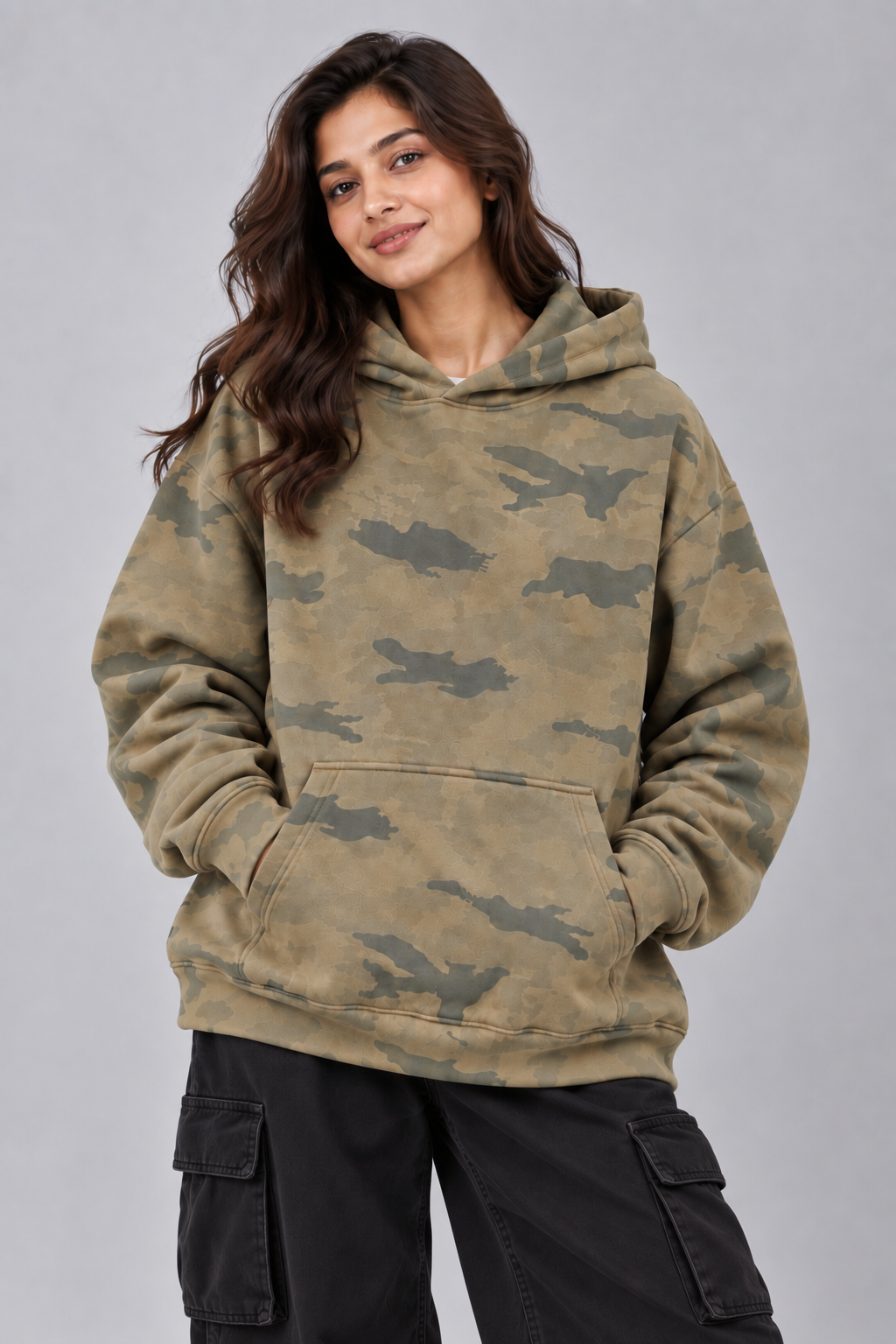 AMOLDO Women’s Camouflage Oversized Pullover Hoodie | Winter Hooded Sweatshirt
