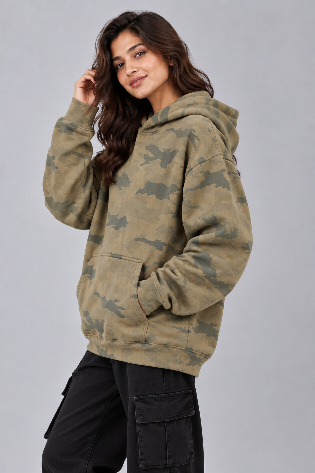 AMOLDO Women’s Camouflage Oversized Pullover Hoodie | Winter Hooded Sweatshirt