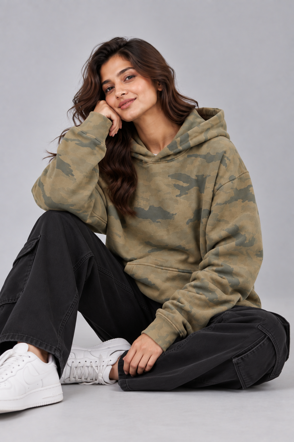 AMOLDO Women’s Camouflage Oversized Pullover Hoodie | Winter Hooded Sweatshirt