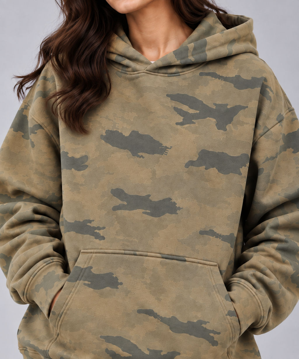 AMOLDO Women’s Camouflage Oversized Pullover Hoodie | Winter Hooded Sweatshirt