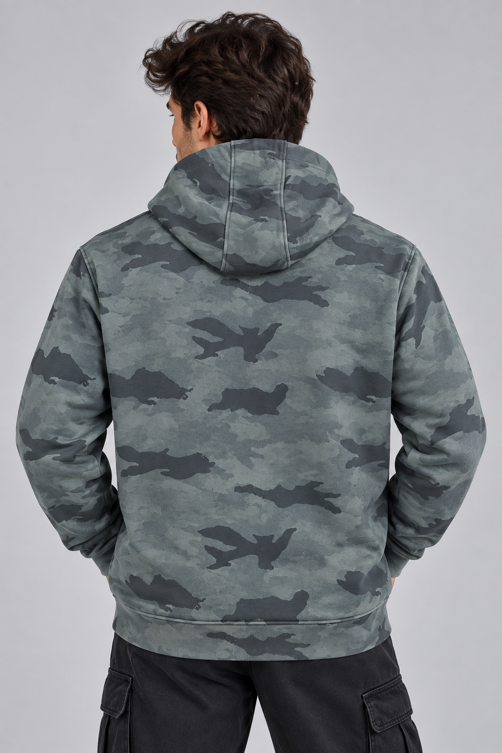 AMOLDO Men’s Camouflage Cotton Fleece Pullover Hoodie | Winter Hooded Sweatshirt