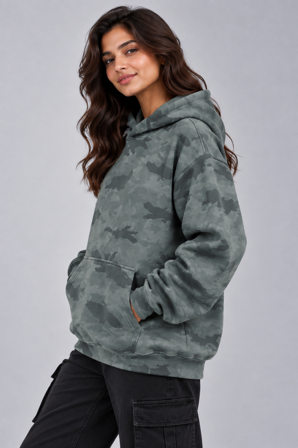 AMOLDO Women’s Camouflage Oversized Pullover Hoodie | Winter Hooded Sweatshirt