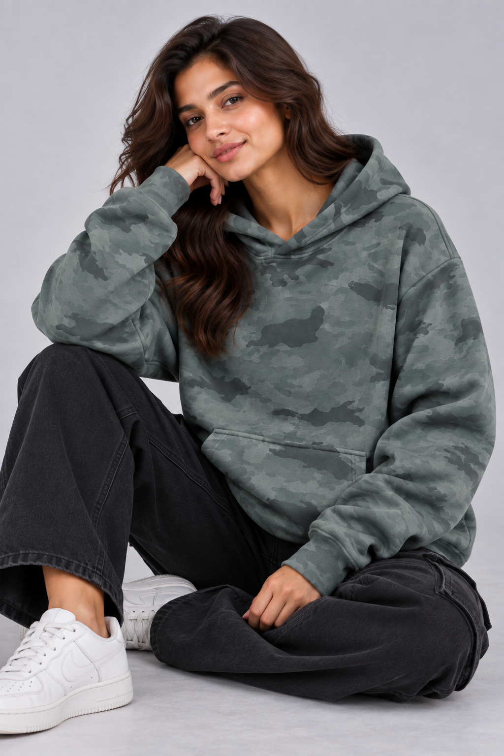 AMOLDO Women’s Camouflage Oversized Pullover Hoodie | Winter Hooded Sweatshirt