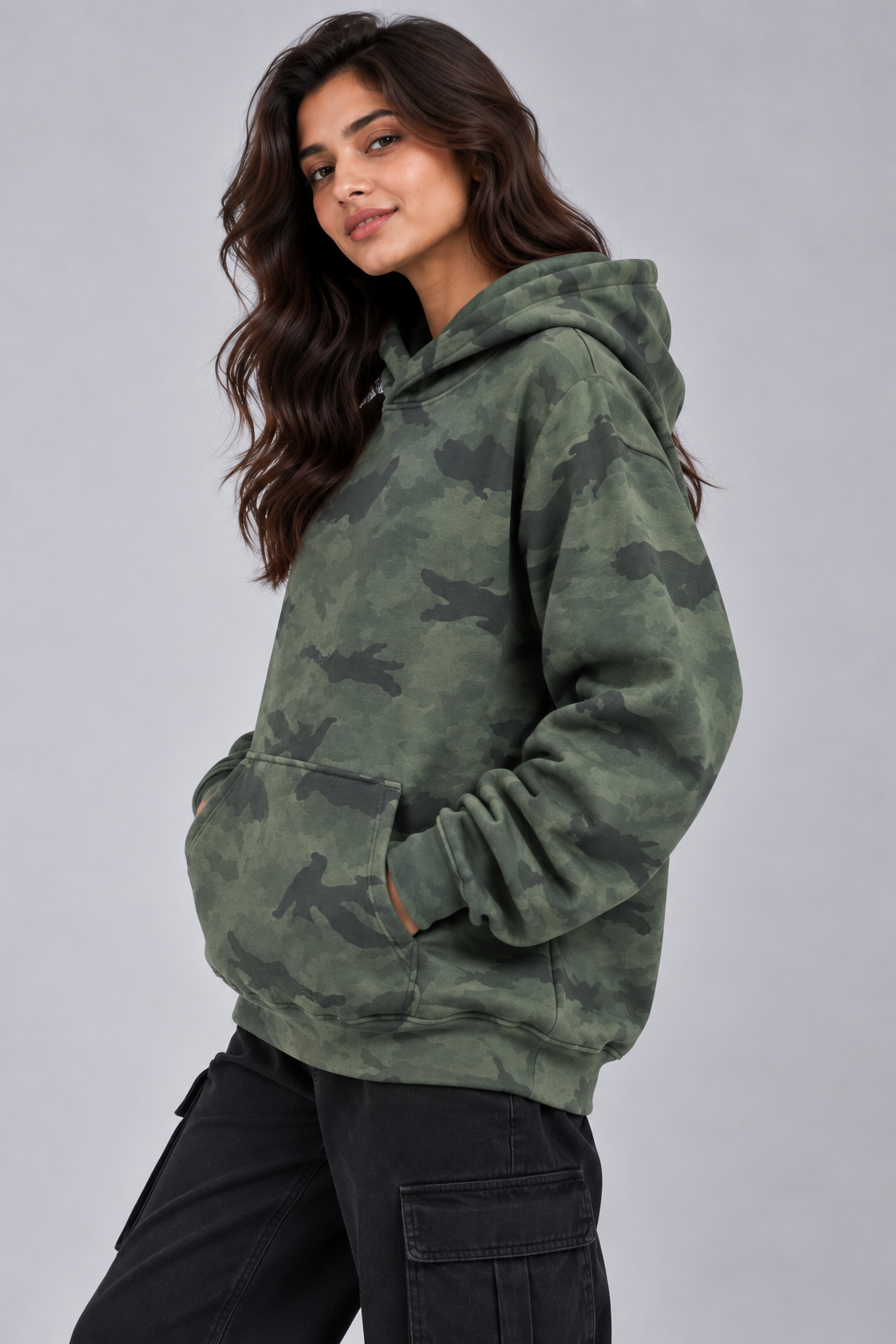 AMOLDO Women’s Camouflage Oversized Pullover Hoodie | Winter Hooded Sweatshirt