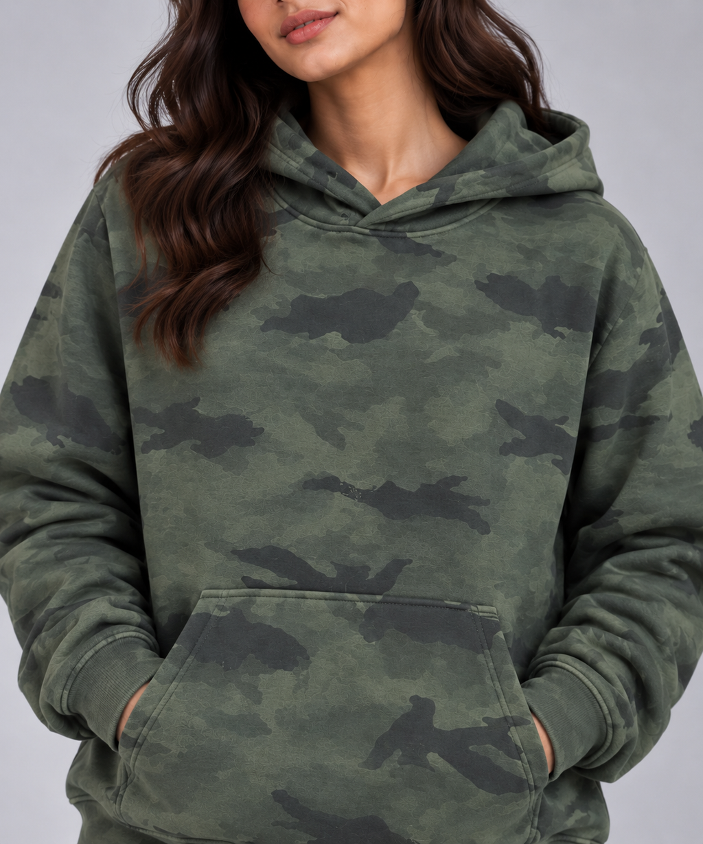 AMOLDO Women’s Camouflage Oversized Pullover Hoodie | Winter Hooded Sweatshirt