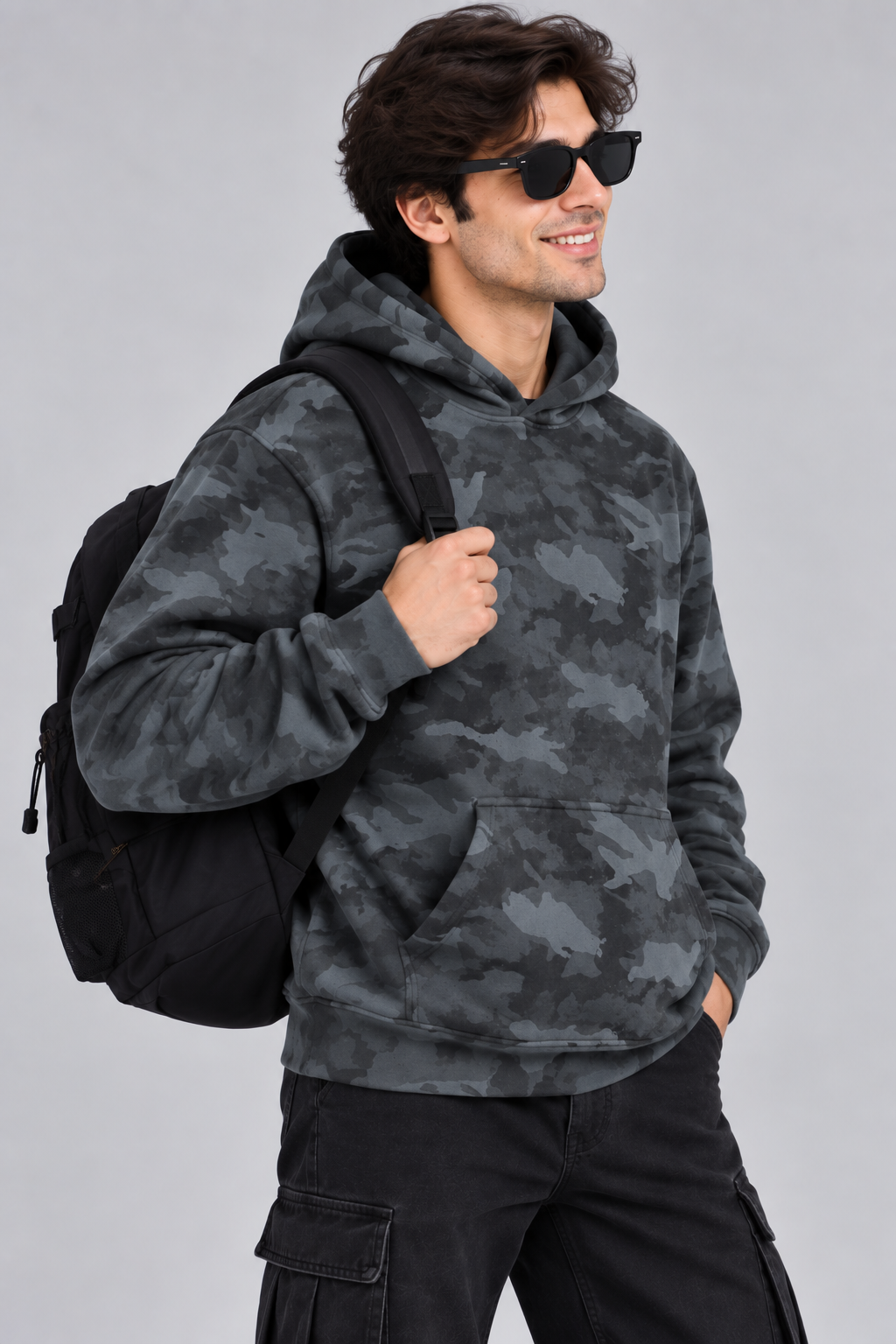 AMOLDO Men’s Camouflage Cotton Fleece Pullover Hoodie | Winter Hooded Sweatshirt