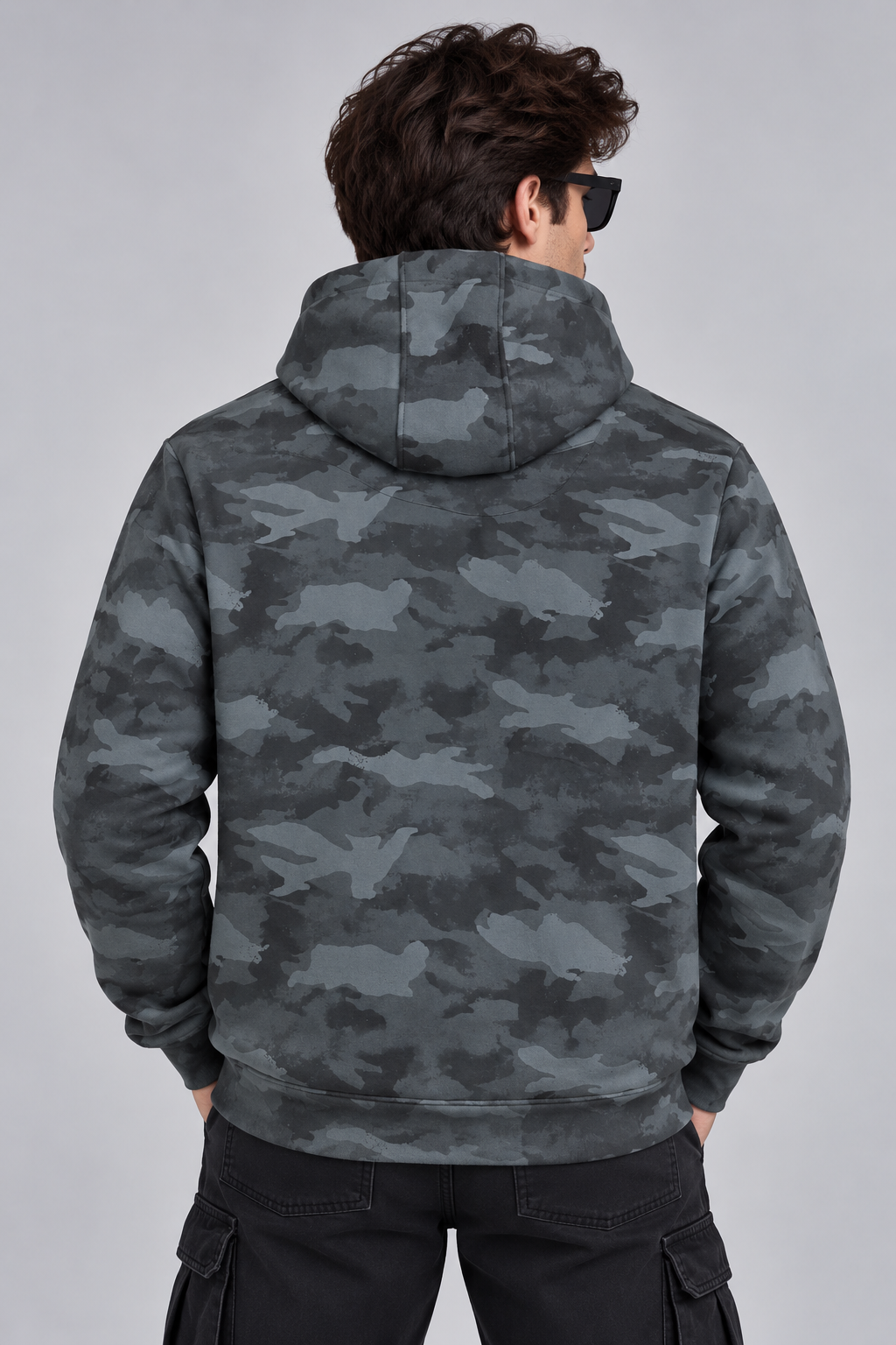 AMOLDO Men’s Camouflage Cotton Fleece Pullover Hoodie | Winter Hooded Sweatshirt