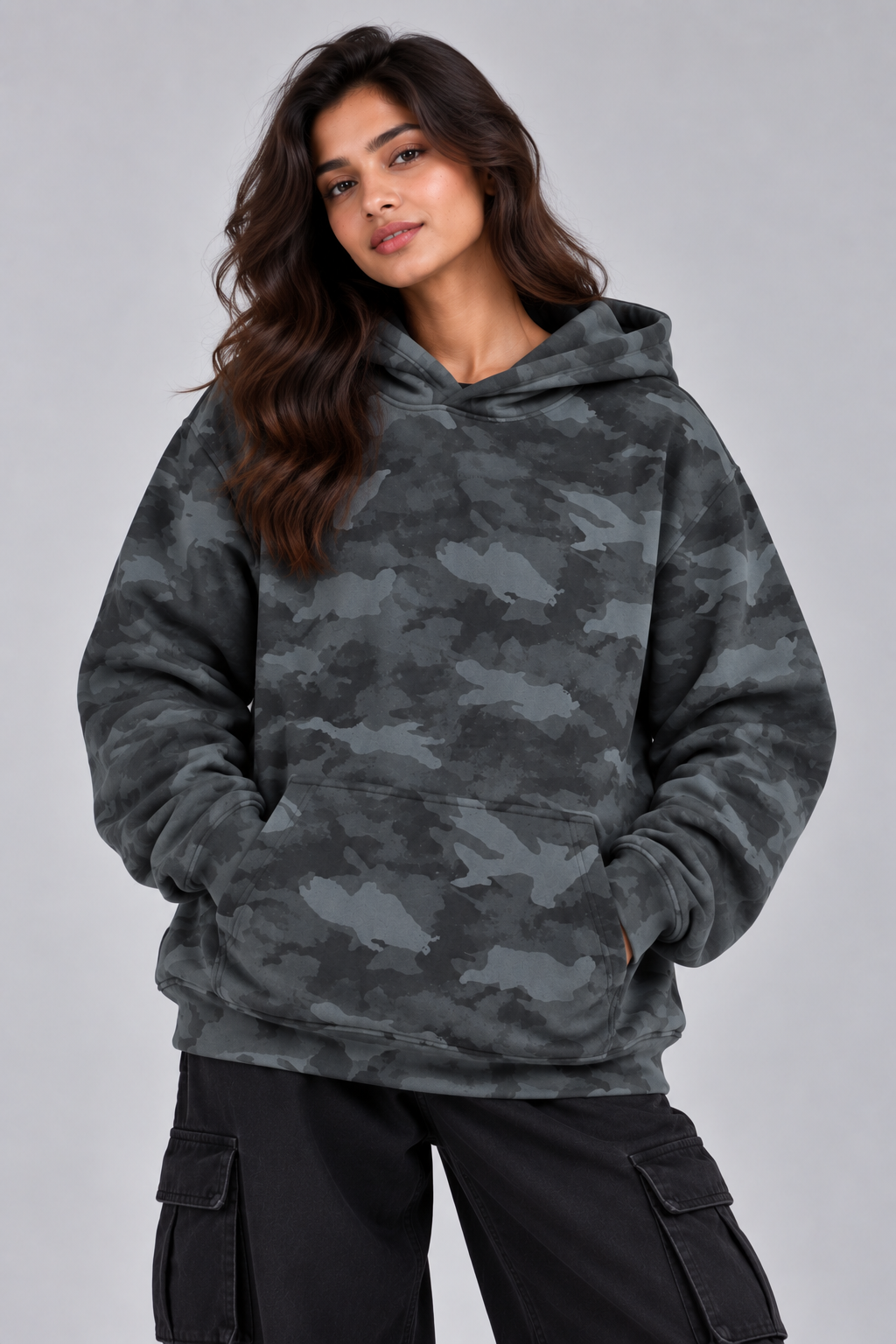 AMOLDO Women’s Camouflage Oversized Pullover Hoodie | Winter Hooded Sweatshirt