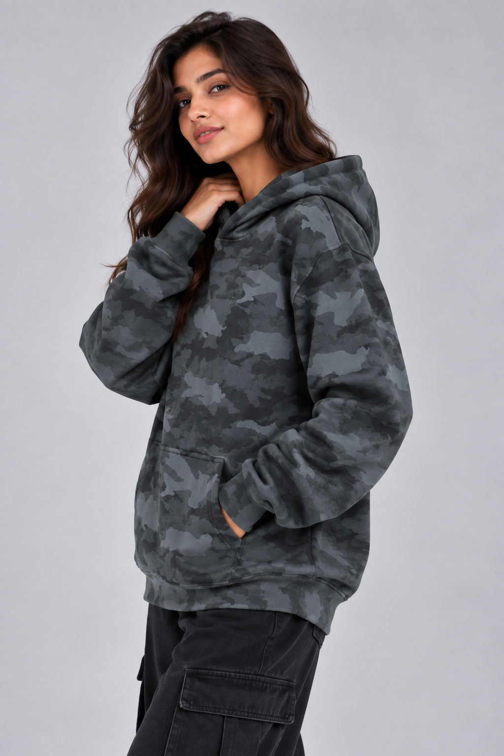 AMOLDO Women’s Camouflage Oversized Pullover Hoodie | Winter Hooded Sweatshirt