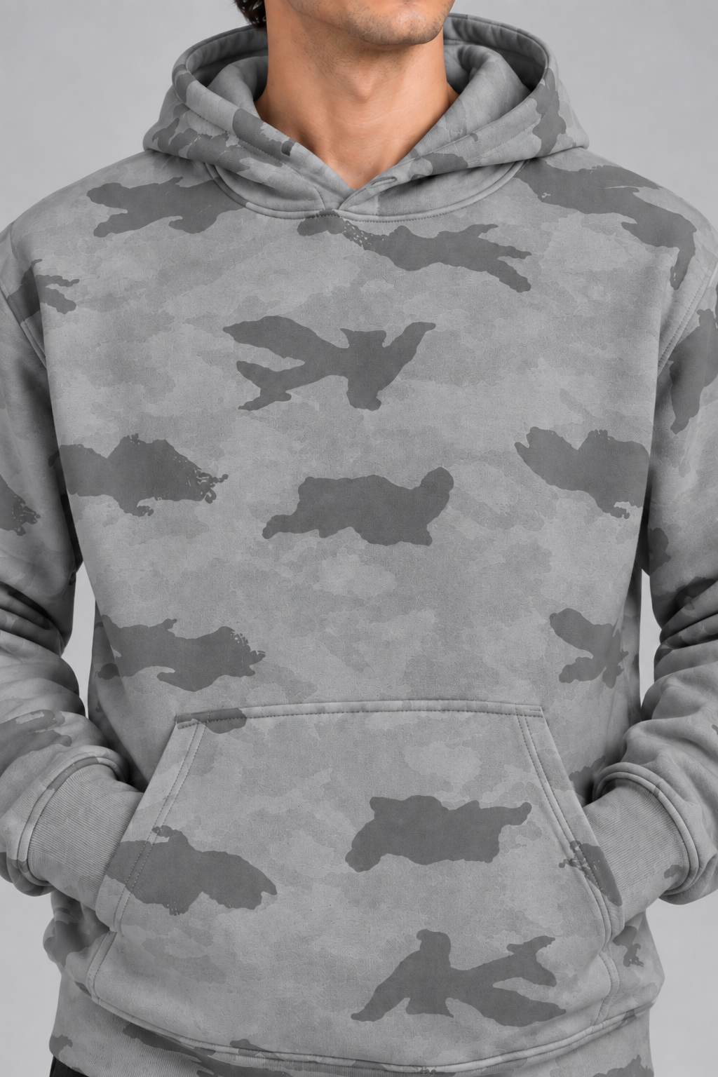 AMOLDO Men’s Camouflage Cotton Fleece Pullover Hoodie | Winter Hooded Sweatshirt