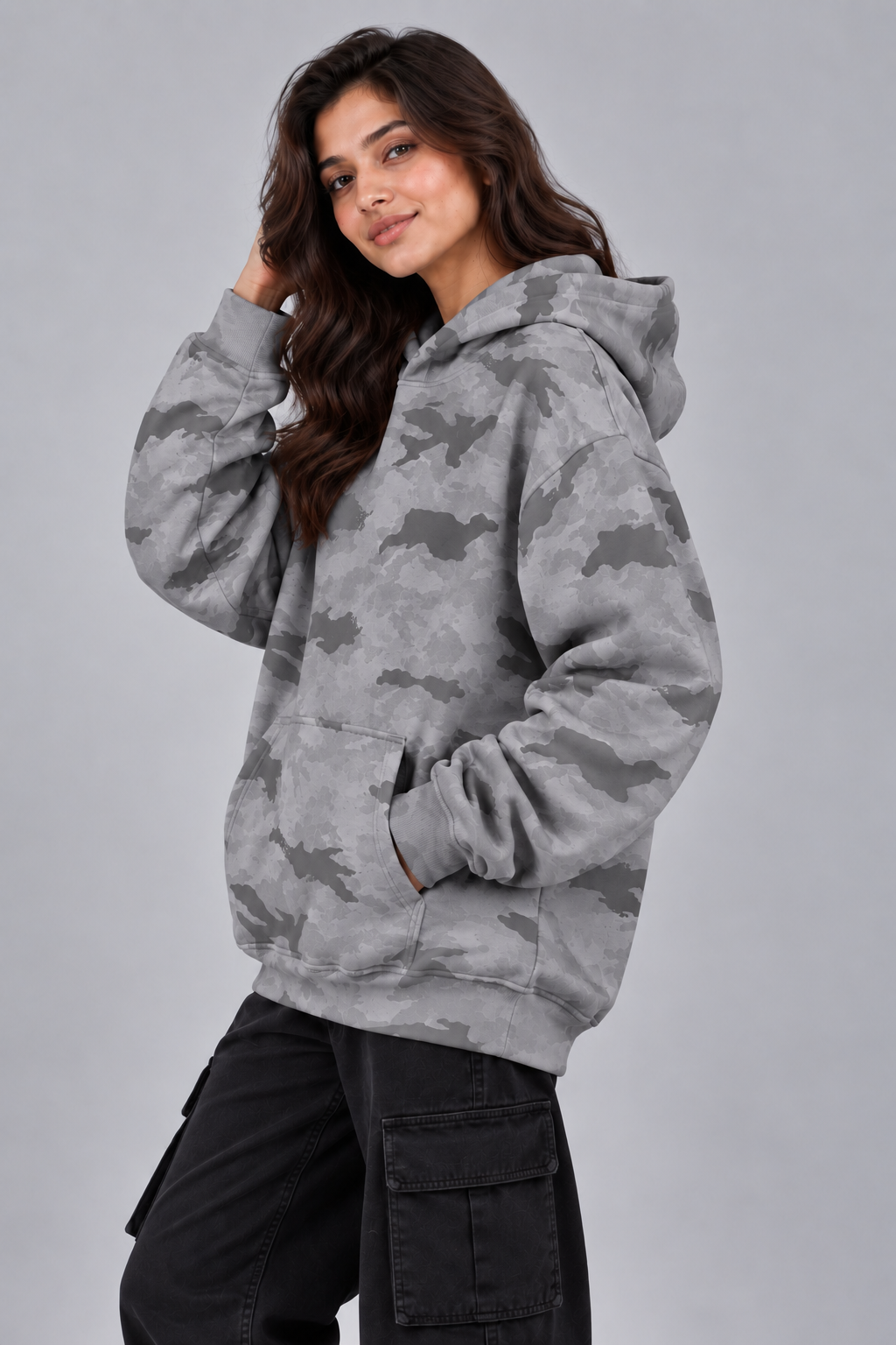 AMOLDO Women’s Camouflage Oversized Pullover Hoodie | Winter Hooded Sweatshirt