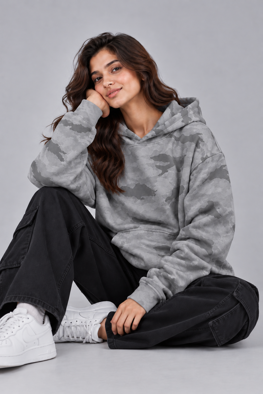 AMOLDO Women’s Camouflage Oversized Pullover Hoodie | Winter Hooded Sweatshirt