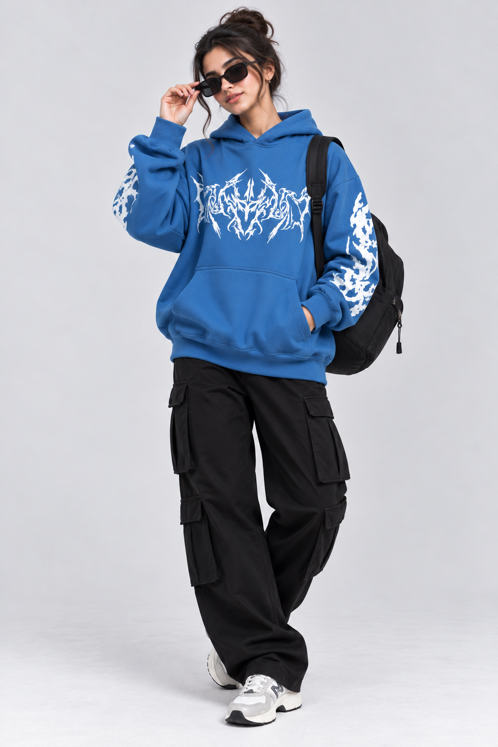 Women's Oversized Hoodie with Graphic Print | 400+GSM | Blue