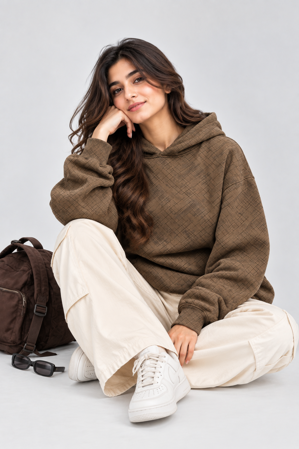 Women's Oversized 400+ GSM Hooded Sweatshirt | Brown