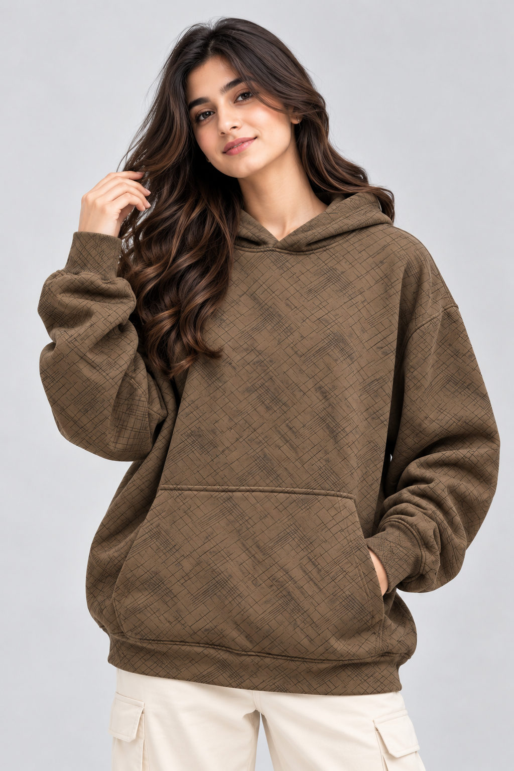 Women's Oversized 400+ GSM Hooded Sweatshirt | Brown