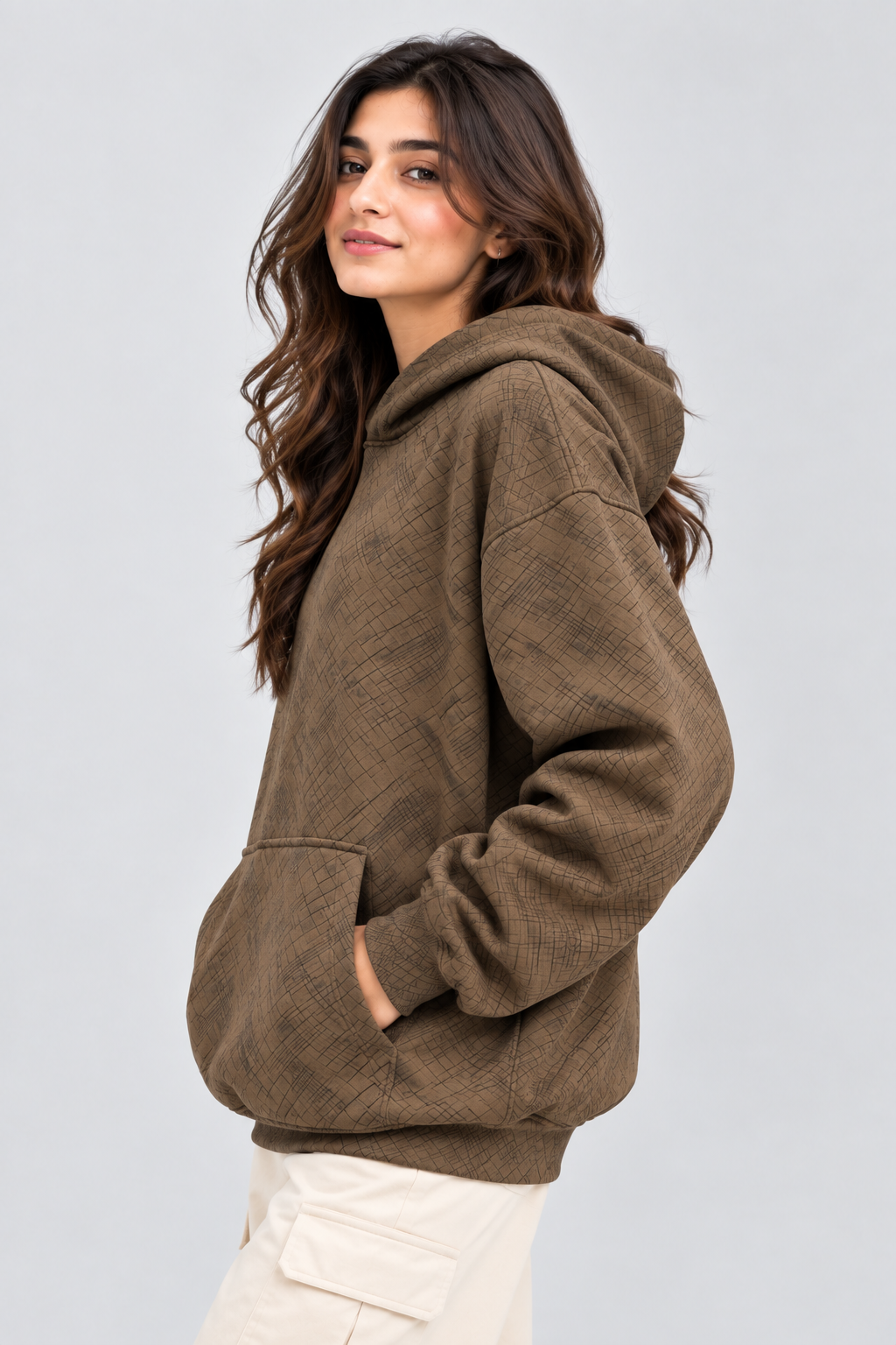 Women's Oversized 400+ GSM Hooded Sweatshirt | Brown