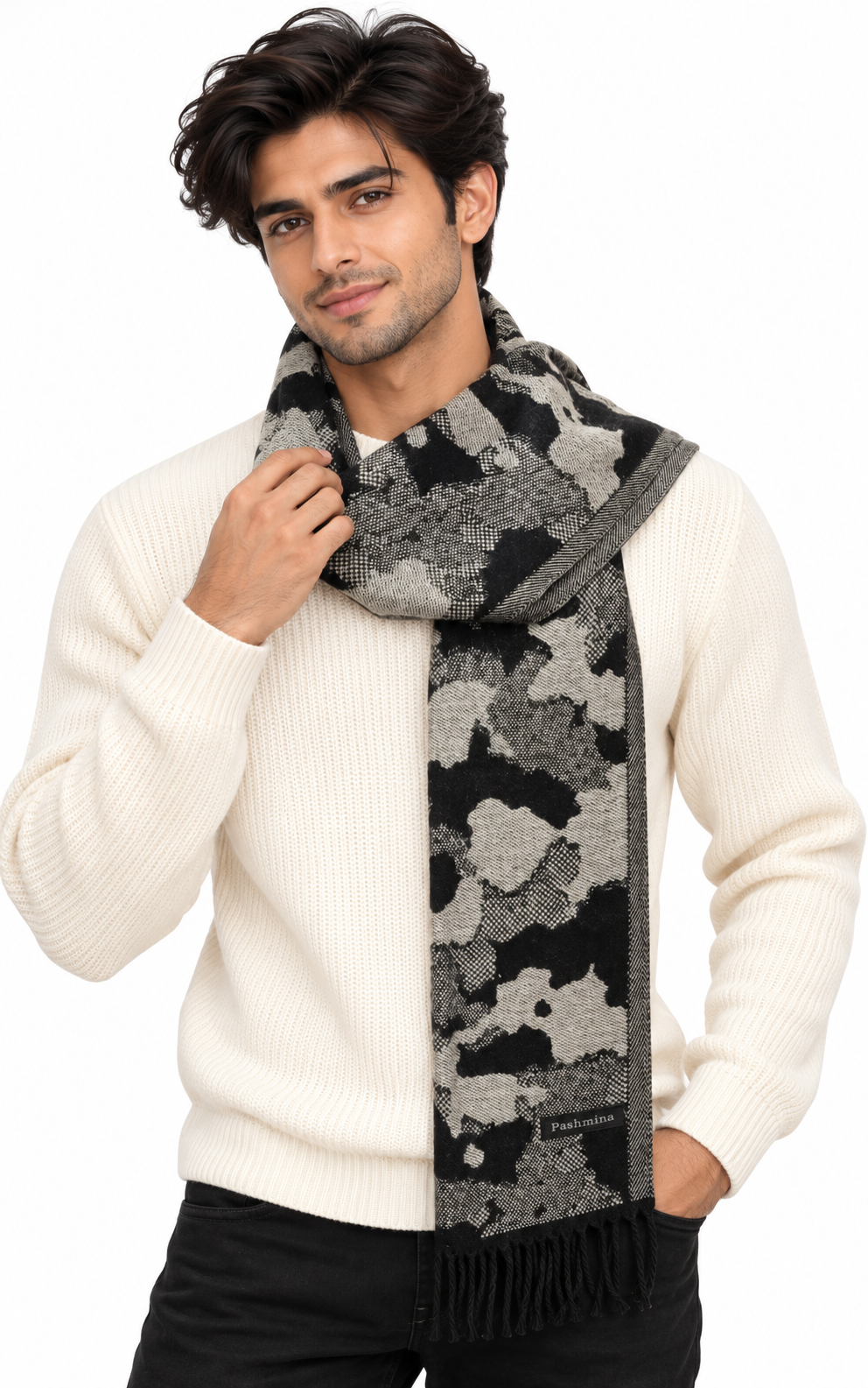 Woolen Winter Muffler - Grey | Amoldo