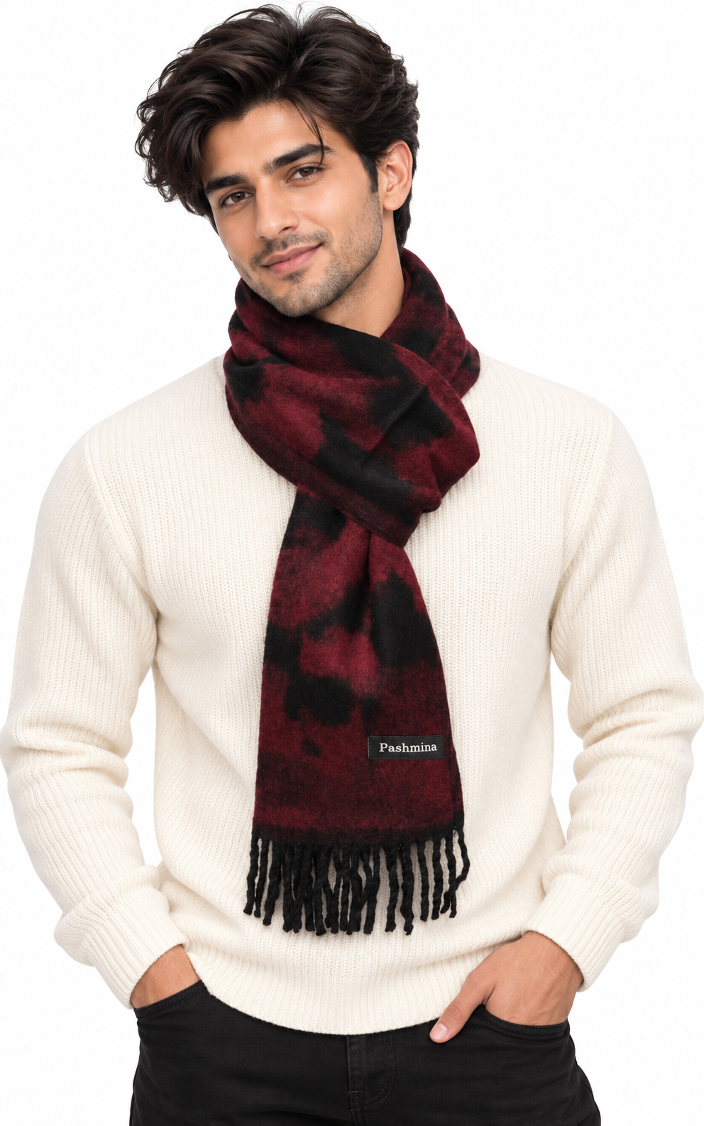Woolen Winter Muffler - Maroon | Amoldo
