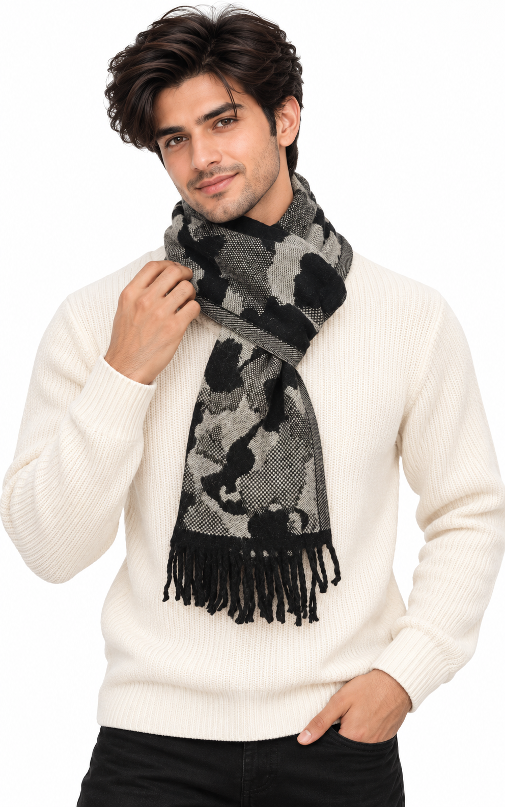 Woolen Winter Muffler - Grey | Amoldo